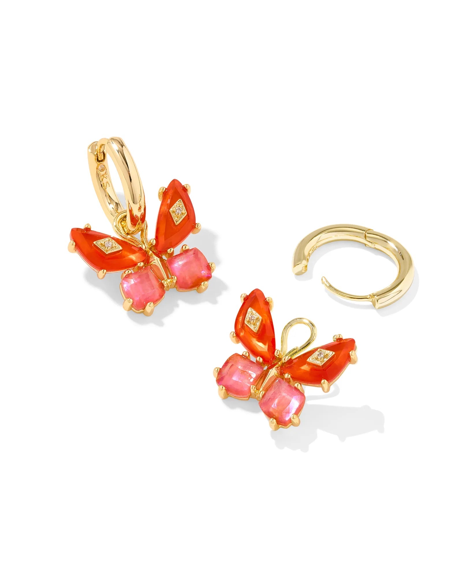 Kendra Scott Bianca Butterfly Gold Huggie Earrings - Orange Mix - Juli's Wearable Art