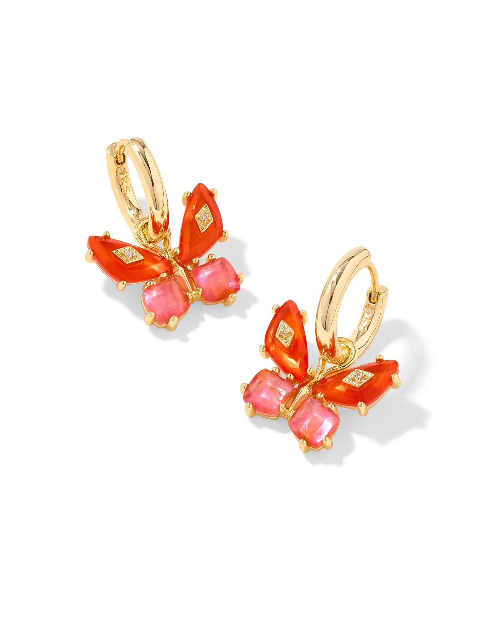 Kendra Scott Bianca Butterfly Gold Huggie Earrings - Orange Mix - Juli's Wearable Art