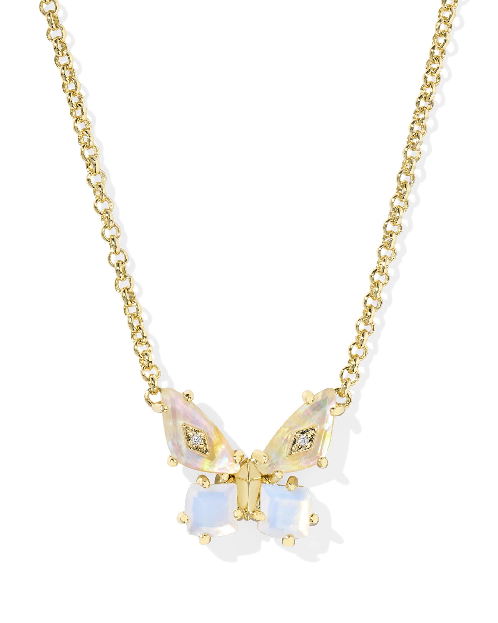 Kendra Scott Bianca Butterfly Gold Short Pendant Necklace - Iridescent White - Juli's Wearable Art