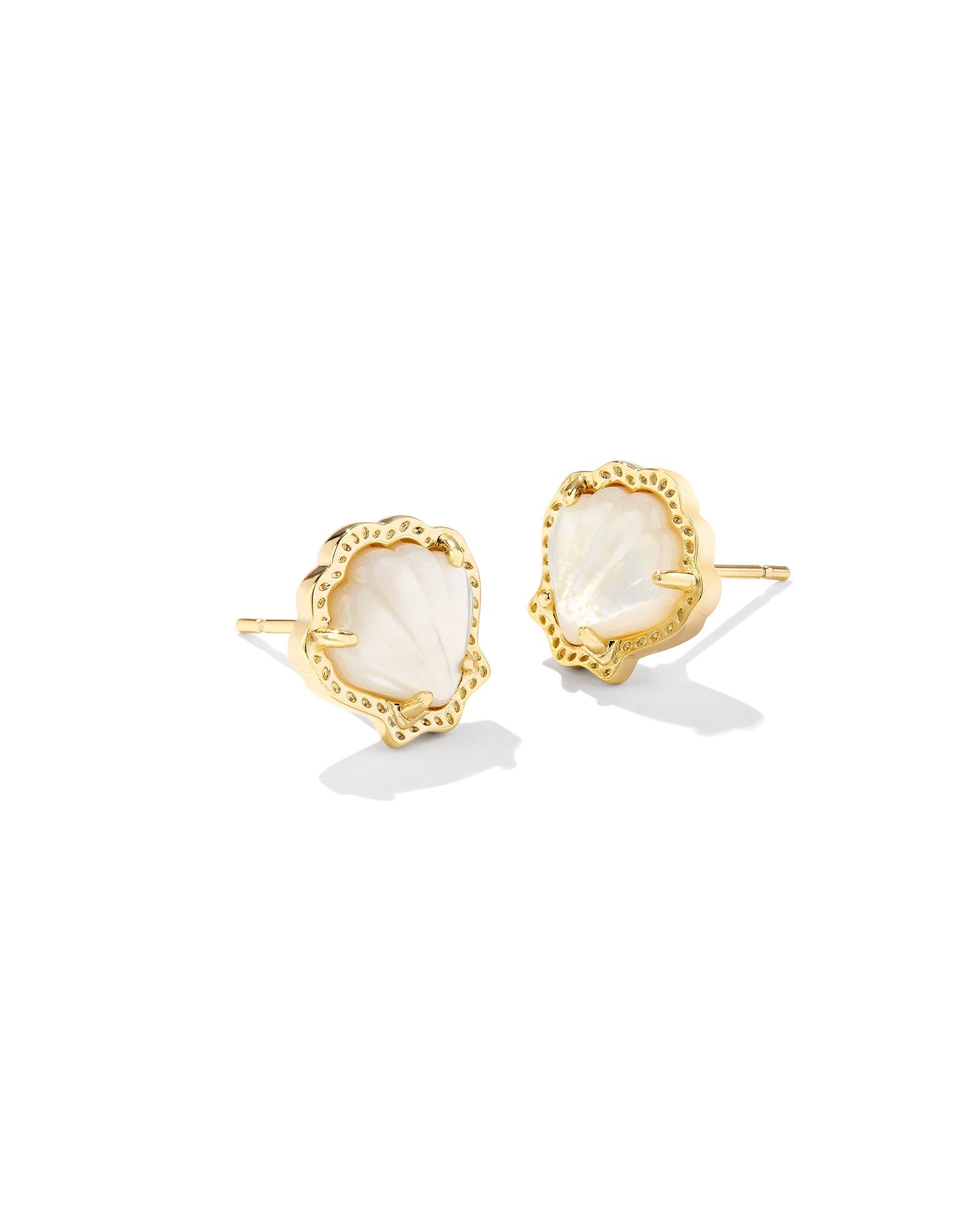 Kendra Scott Brynne Shell Stud Earrings – Gold Ivory MOP - Juli's Wearable Art