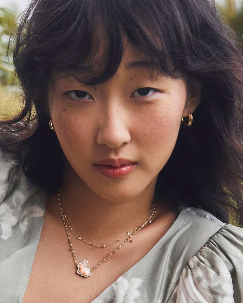 Kendra Scott Bunny Short Pendant Necklace in Gold & Taupe Mother - of - Pearl - Juli's Wearable Art