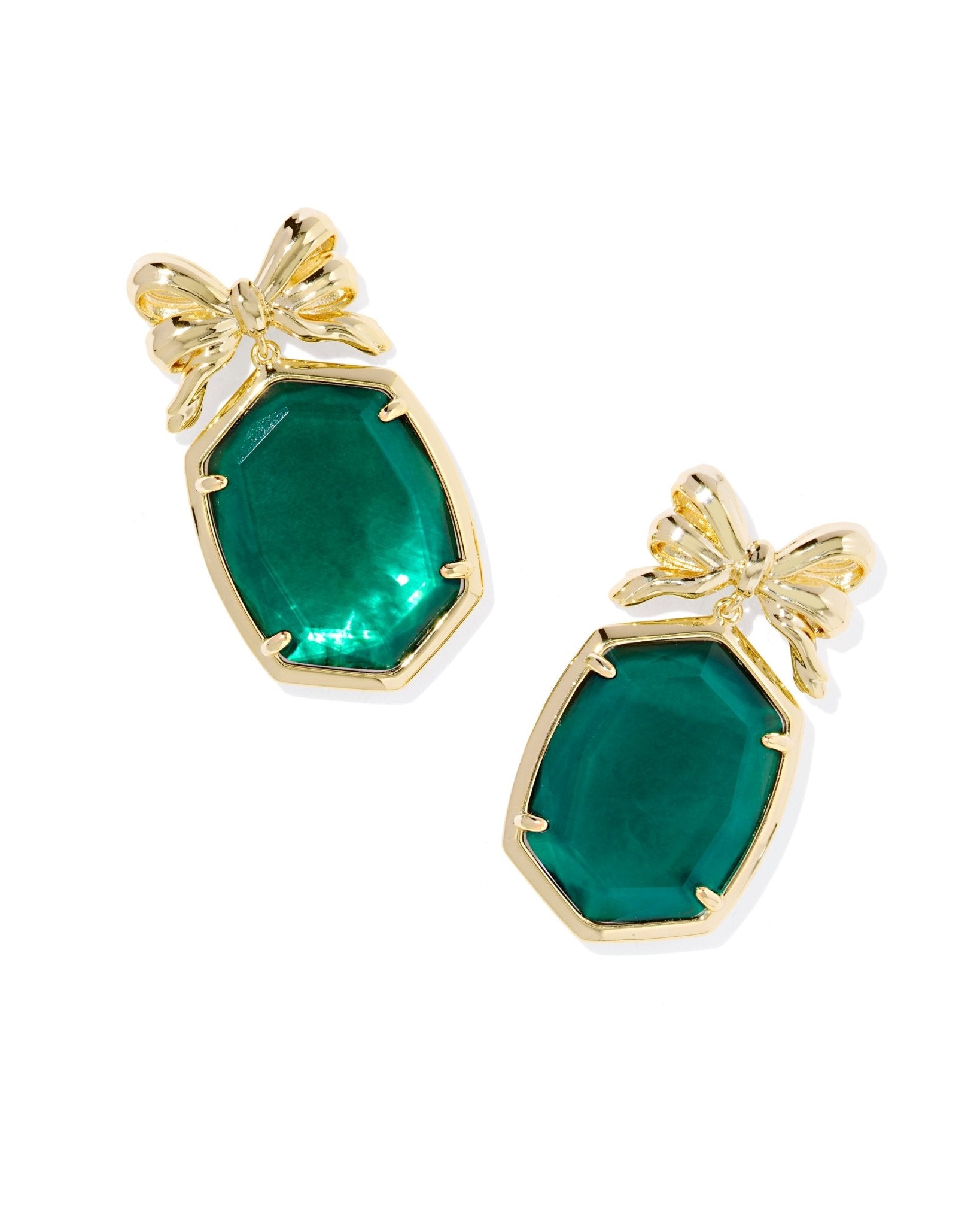 Kendra Scott Daphne Bow Drop Earrings – Gold Pine Illusion - Juli's Wearable Art