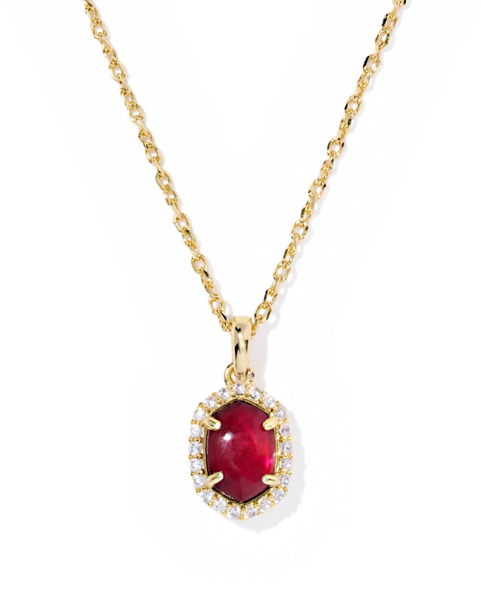 Kendra Scott Daphne Crystal Frame Short Pendant Necklace –Gold Dark Burgundy Illusion - Juli's Wearable Art