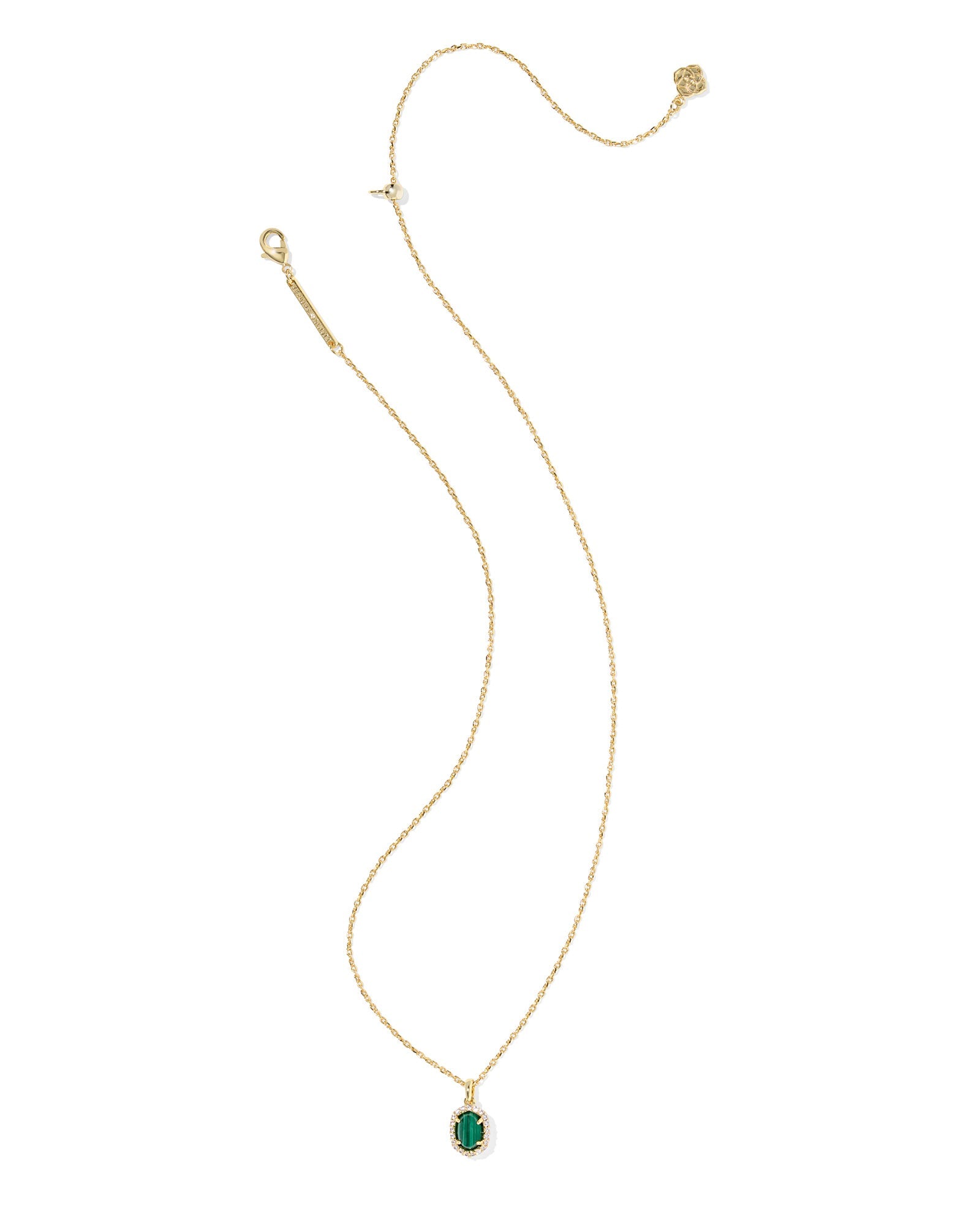 Kendra Scott Daphne Crystal Frame Short Pendant Necklace – Gold Green Malachite - Juli's Wearable Art