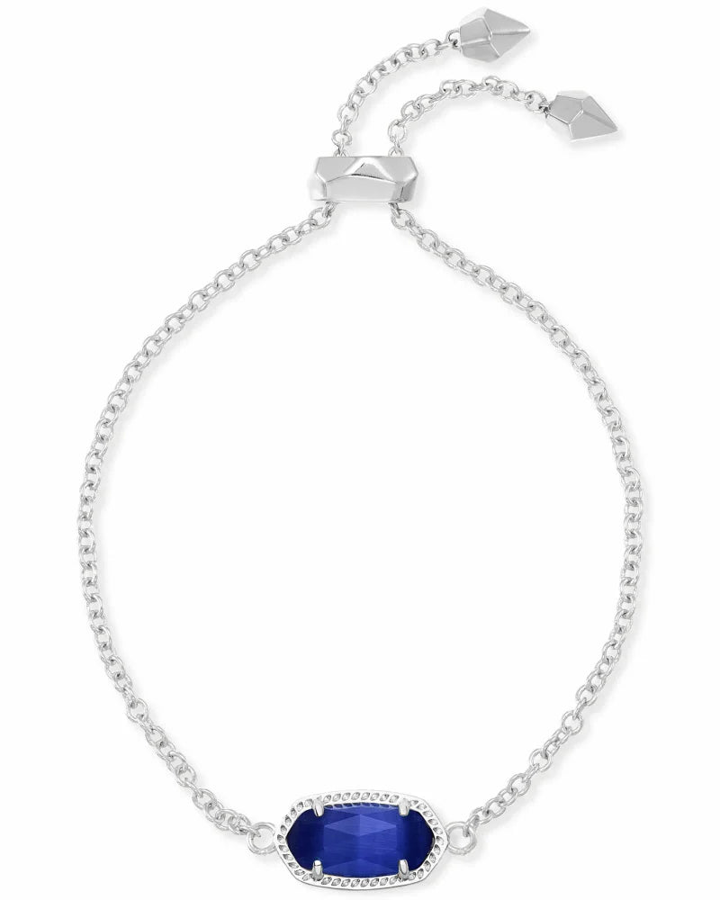 Kendra Scott Elaina Silver Adjustable Chain Bracelet in Cobalt Cat’s Eye - Juli's Wearable Art
