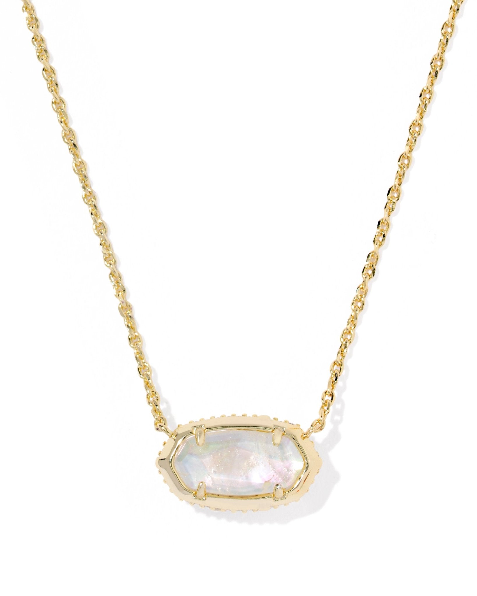 Kendra Scott Elisa Bow Short Pendant Necklace – Gold Iridescent Crystal Ivory Illusion - Juli's Wearable Art