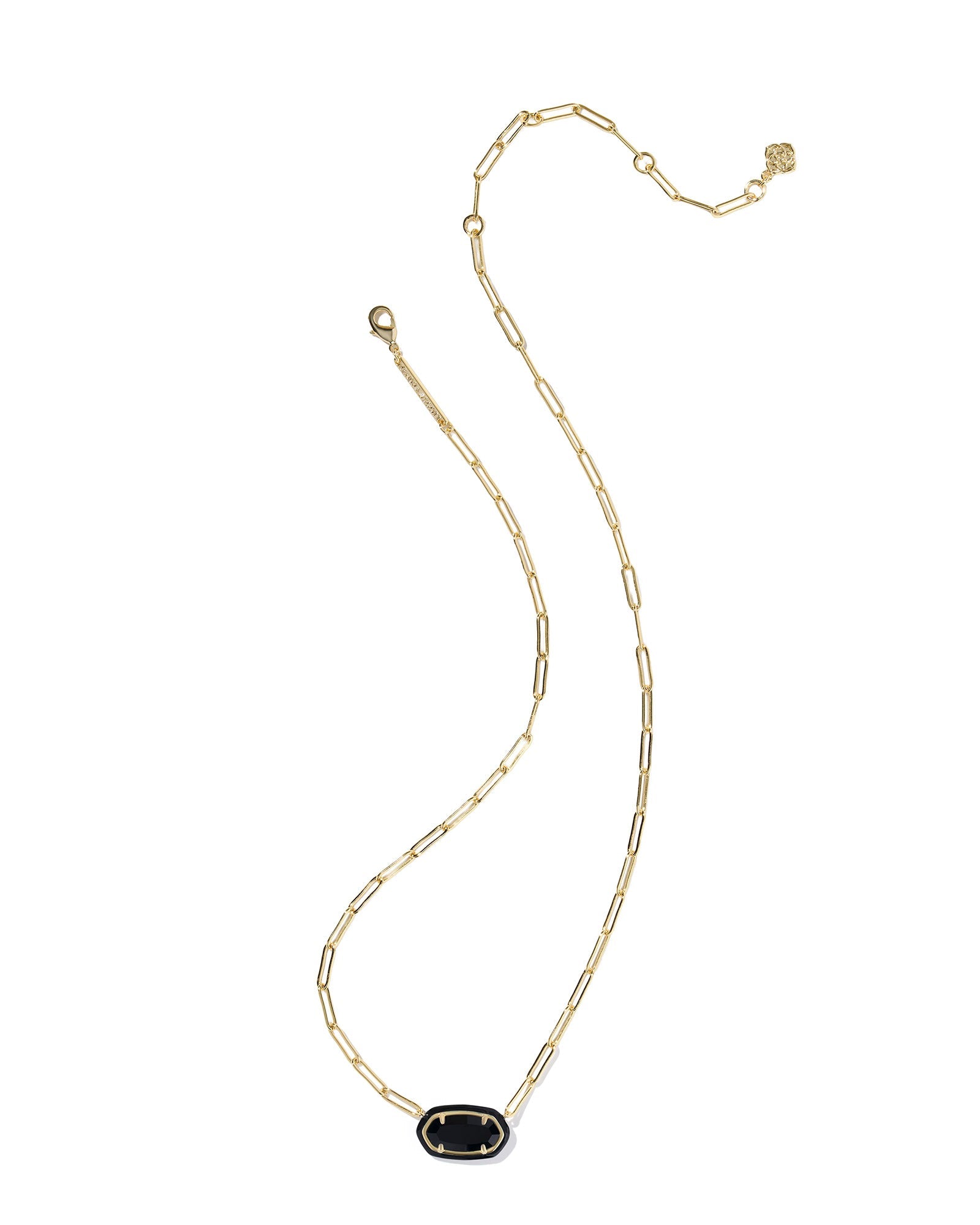 Kendra Scott Elisa Enamel Frame Paperclip Necklace - Gold & Black Agate - Juli's Wearable Art