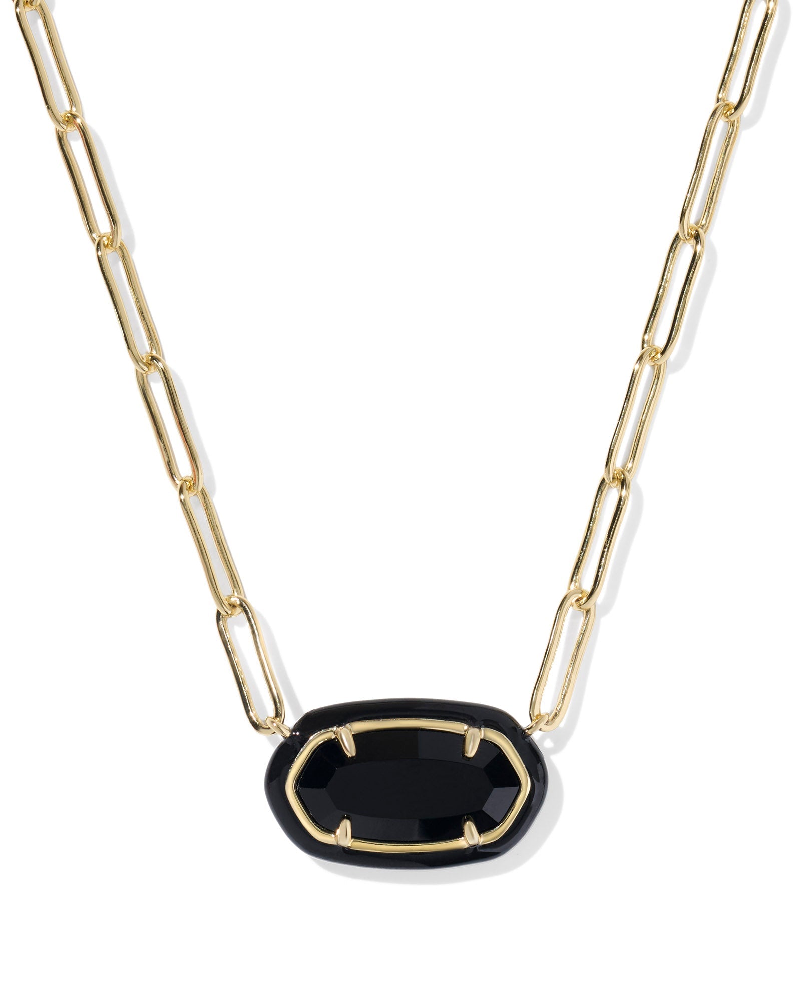Kendra Scott Elisa Enamel Frame Paperclip Necklace - Gold & Black Agate - Juli's Wearable Art