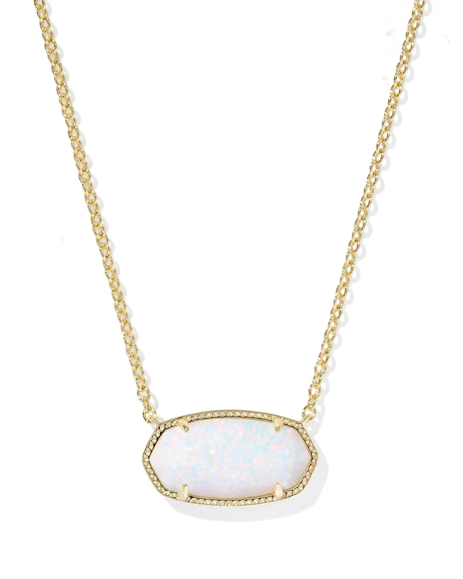 Kendra Scott Elisa Gold Statement Short Pendant Necklace - White Kyocera Opal - Juli's Wearable Art