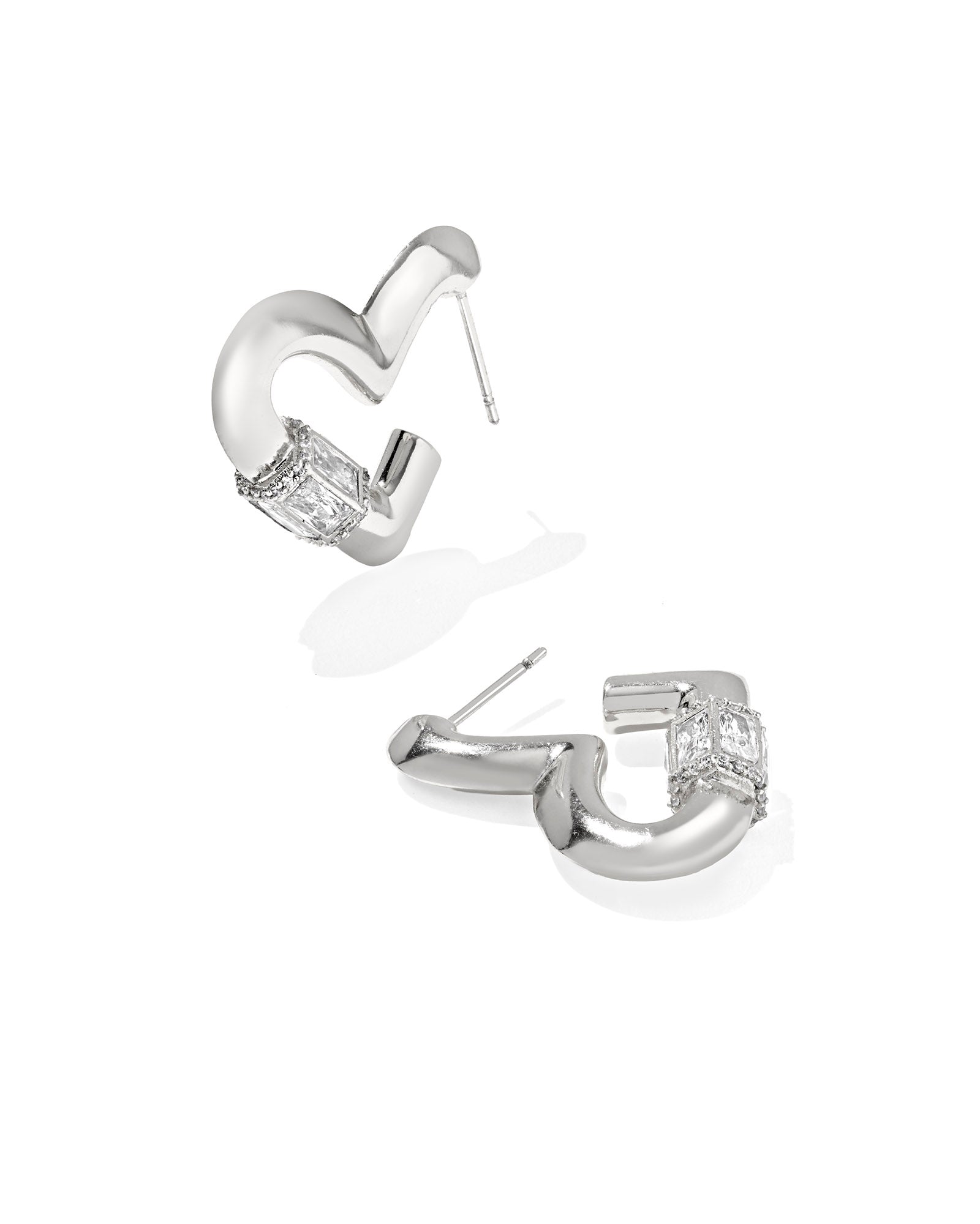 Kendra Scott Emery Heart Hoop Earrings – Silver White CZ - Juli's Wearable Art