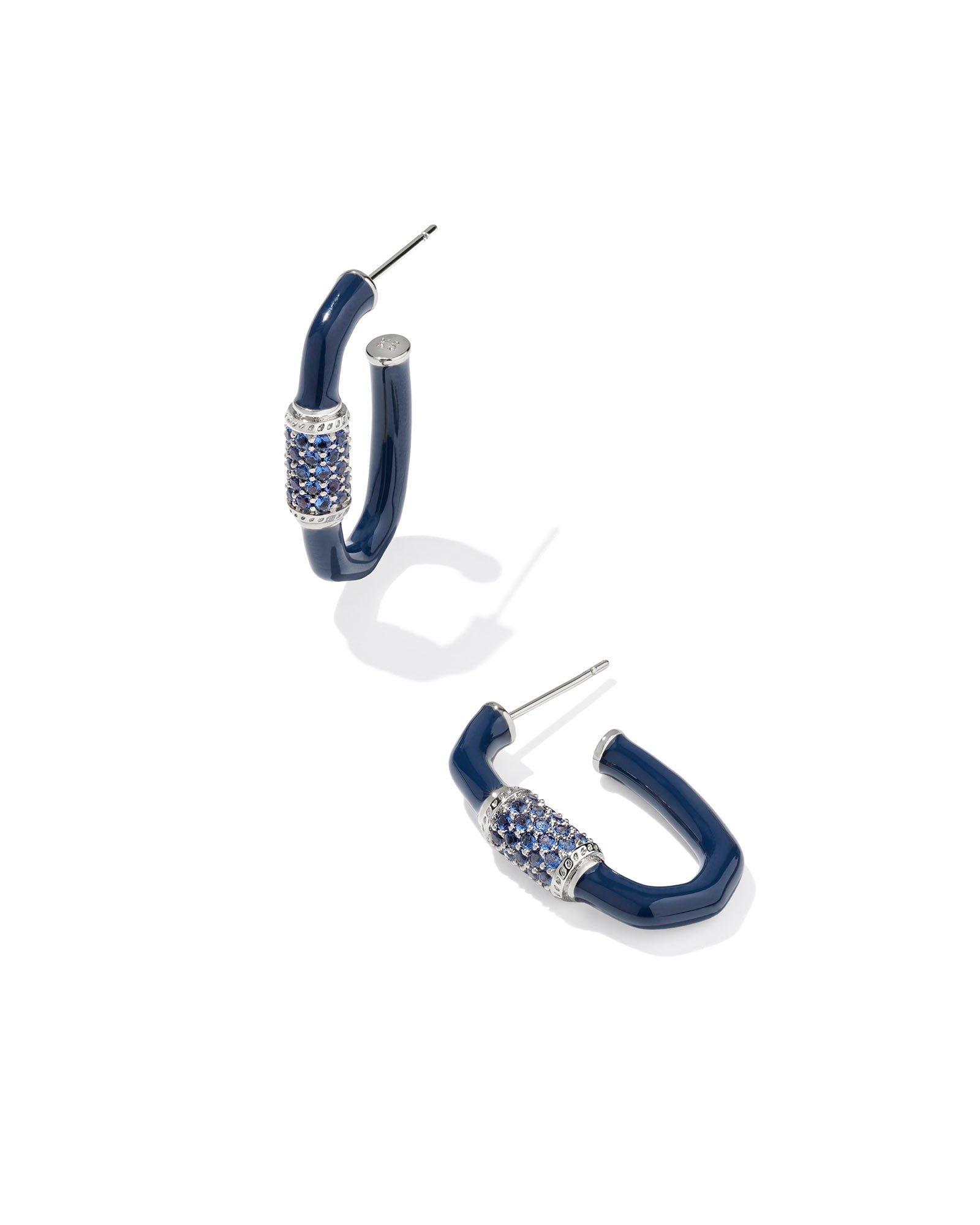 Kendra Scott Emery Hoop Earrings - Silver & Navy Blue - Juli's Wearable Art
