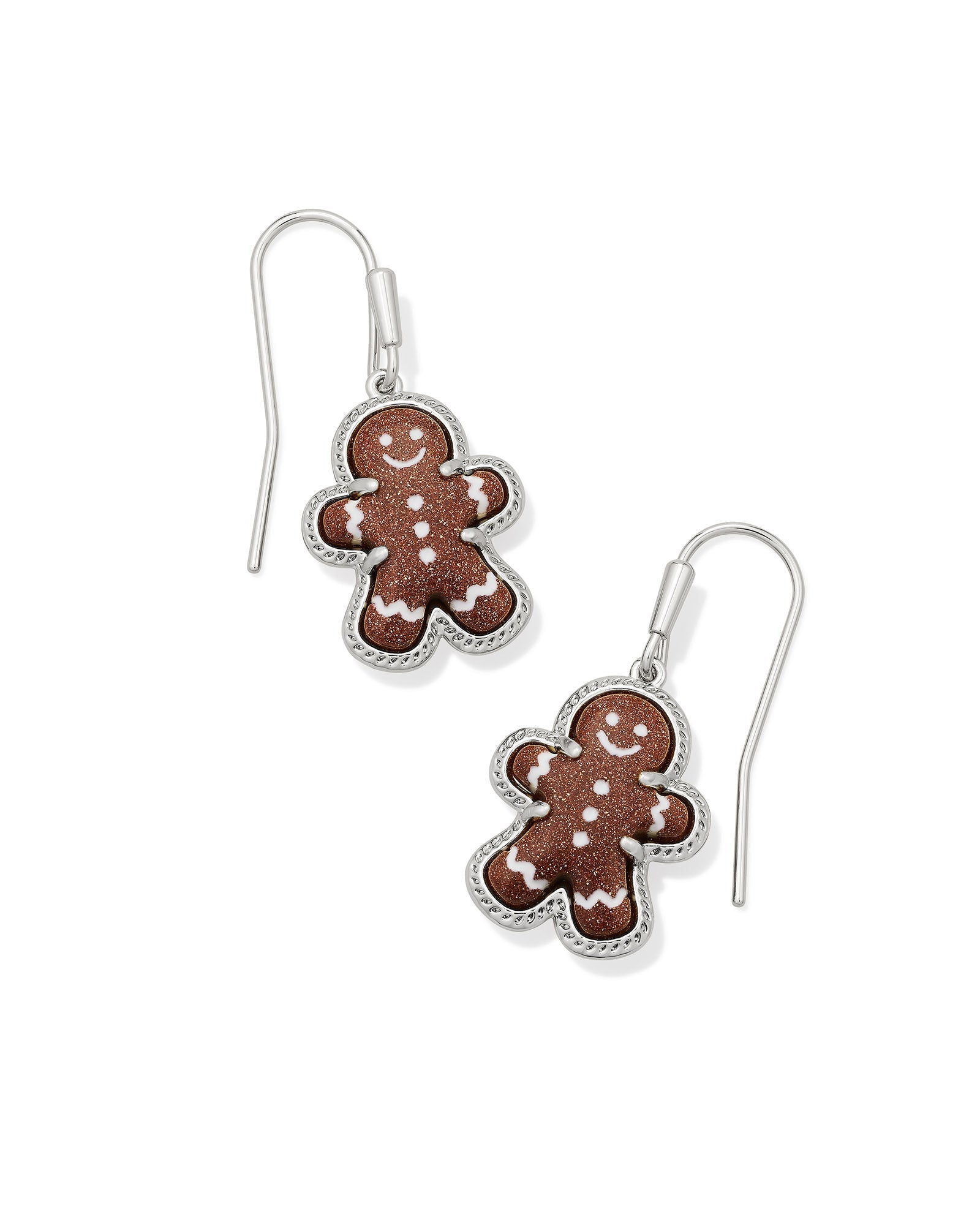 Kendra Scott Gingerbread Drop Earrings – Silver Brown Goldstone - Juli's Wearable Art