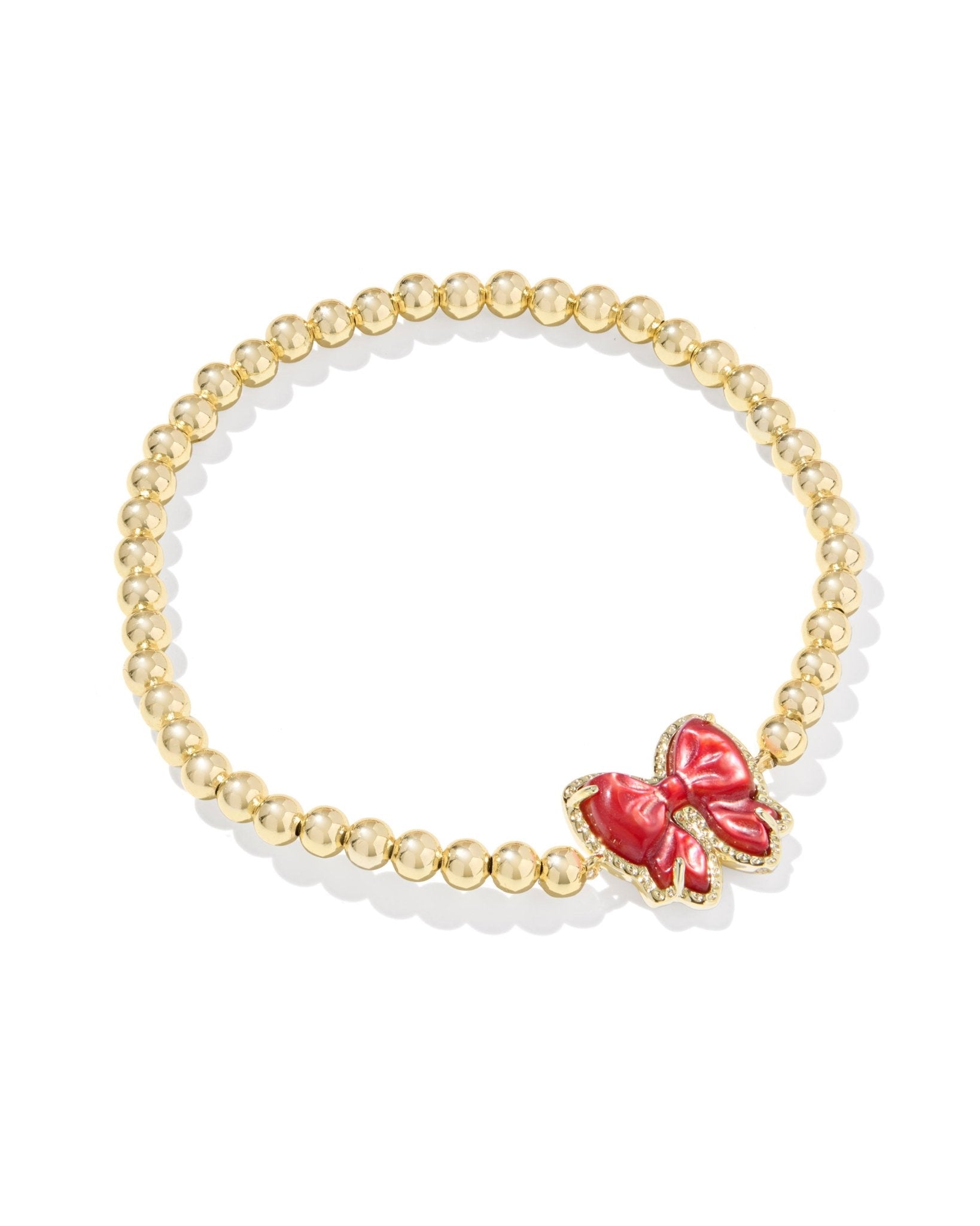 Kendra Scott Haley Bow Stretch Bracelet – Gold Scarlet Red Mother of Pearl - Juli's Wearable Art
