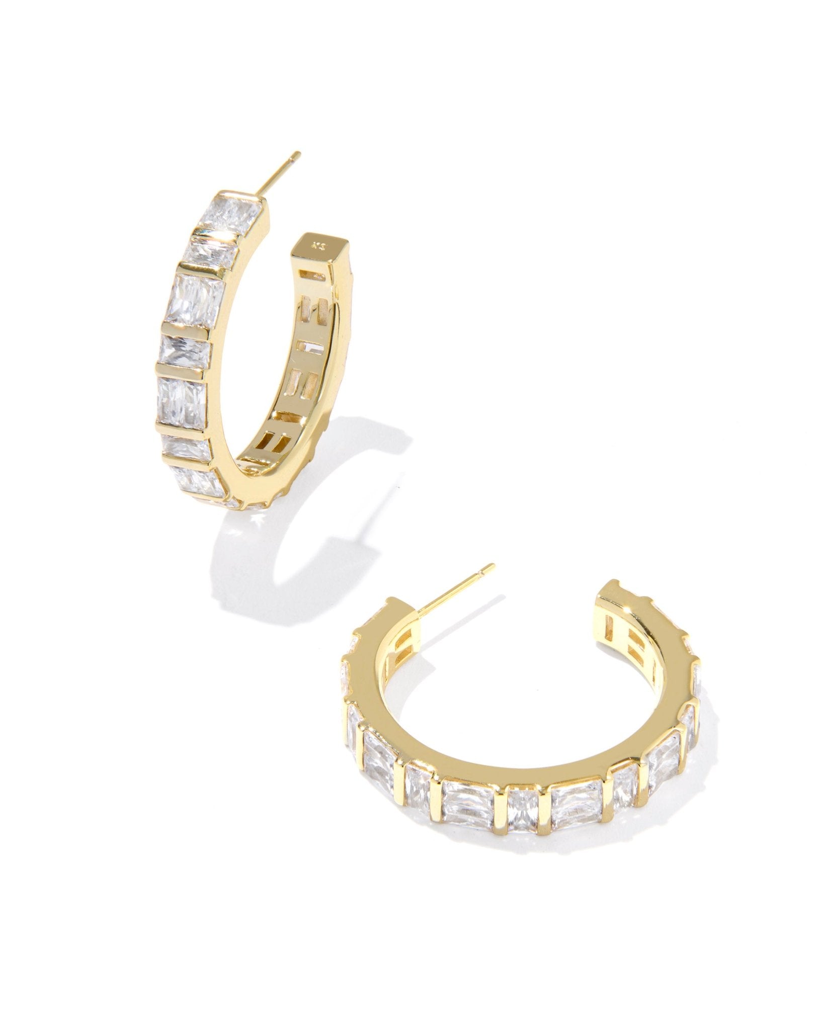 Kendra Scott Jamie Hoop Earrings – Gold White CZ - Juli's Wearable Art