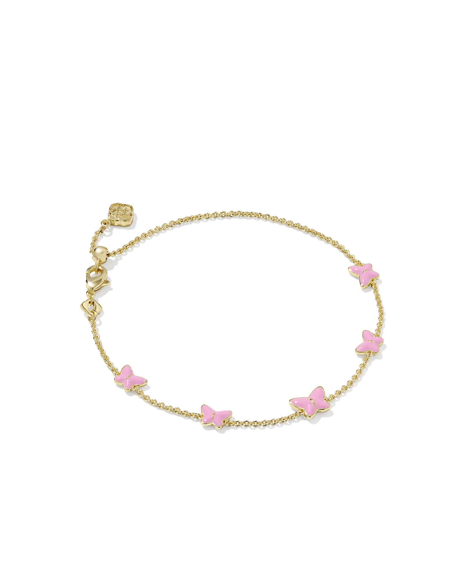 Kendra Scott Lillia Butterfly Gold & Pink Enamel Delicate Chain Bracelet - Juli's Wearable Art