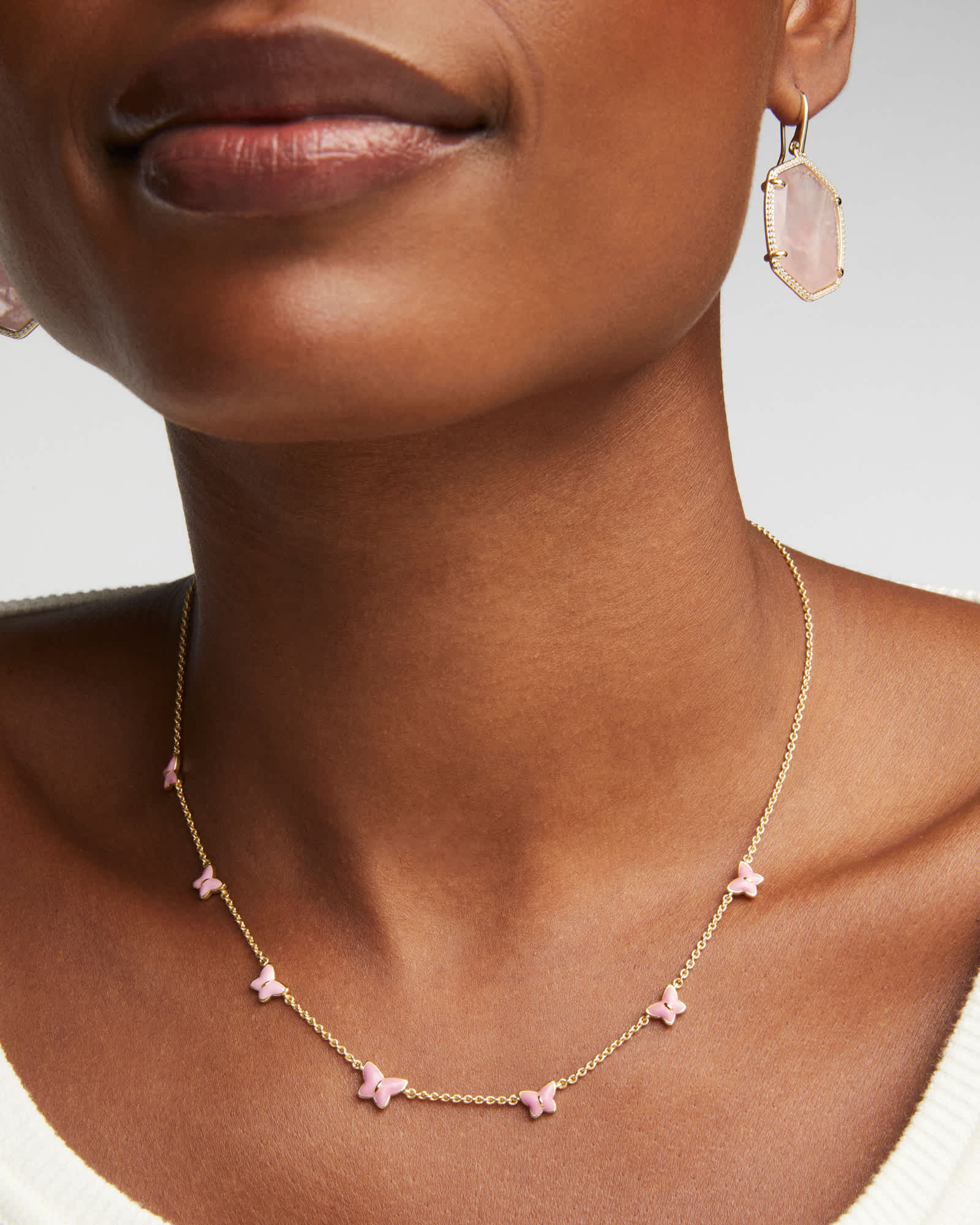 Kendra Scott Lillia Butterfly Gold & Pink Enamel Strand Necklace - Juli's Wearable Art