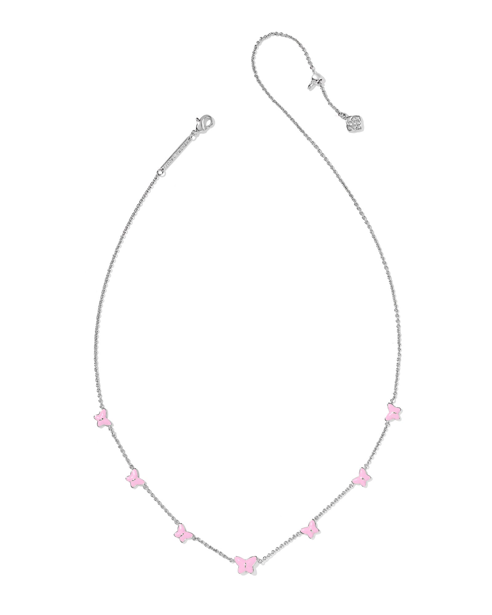 Kendra Scott Lillia Butterfly Silver & Pink Enamel Strand Necklace - Juli's Wearable Art