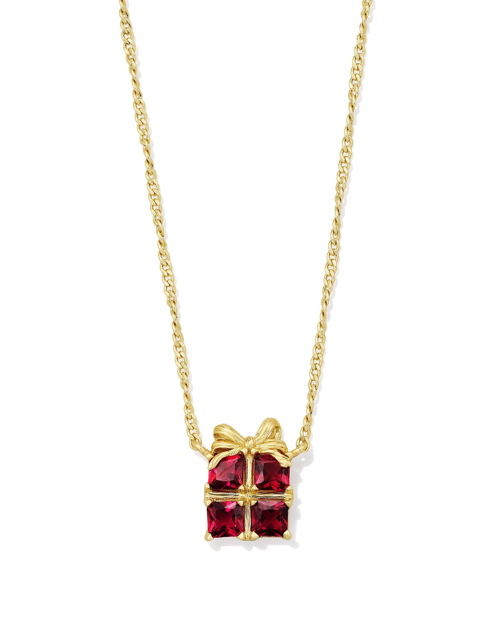 Kendra Scott Present Short Pendant Necklace – Gold Red Crystal - Juli's Wearable Art