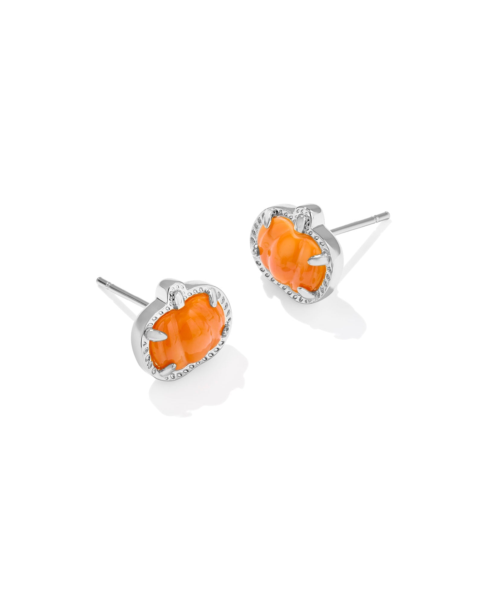 Kendra Scott Pumpkin Stud Earrings – Silver Orange Mother of Pearl - Juli's Wearable Art