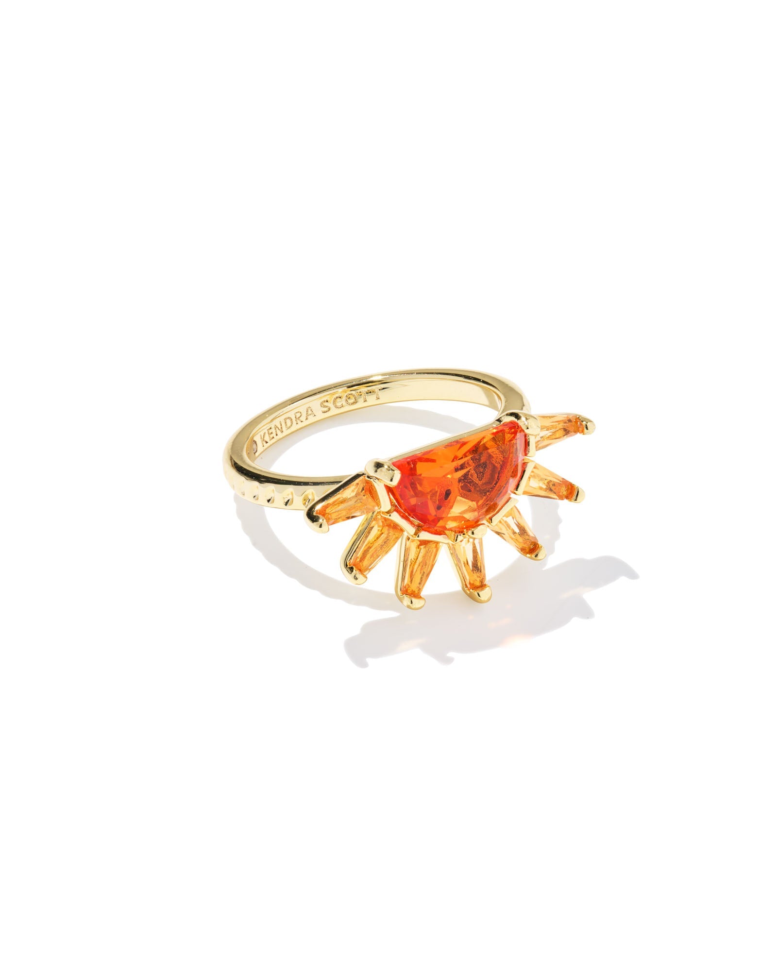 Kendra Scott Samantha Sun Band Rings – Gold & Orange Glass - Juli's Wearable Art
