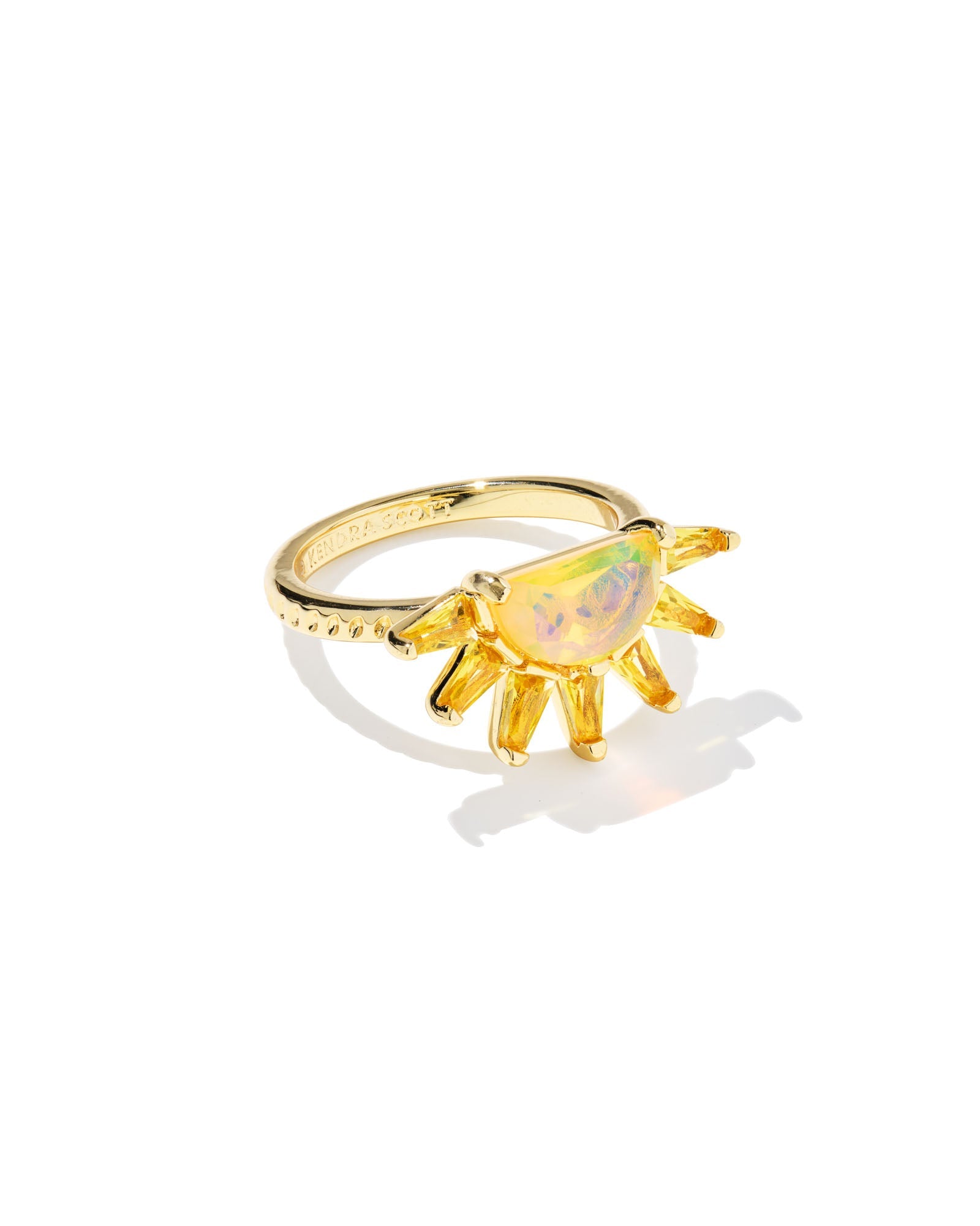Kendra Scott Samantha Sun Band Rings – Gold & Yellow Opalescent - Juli's Wearable Art