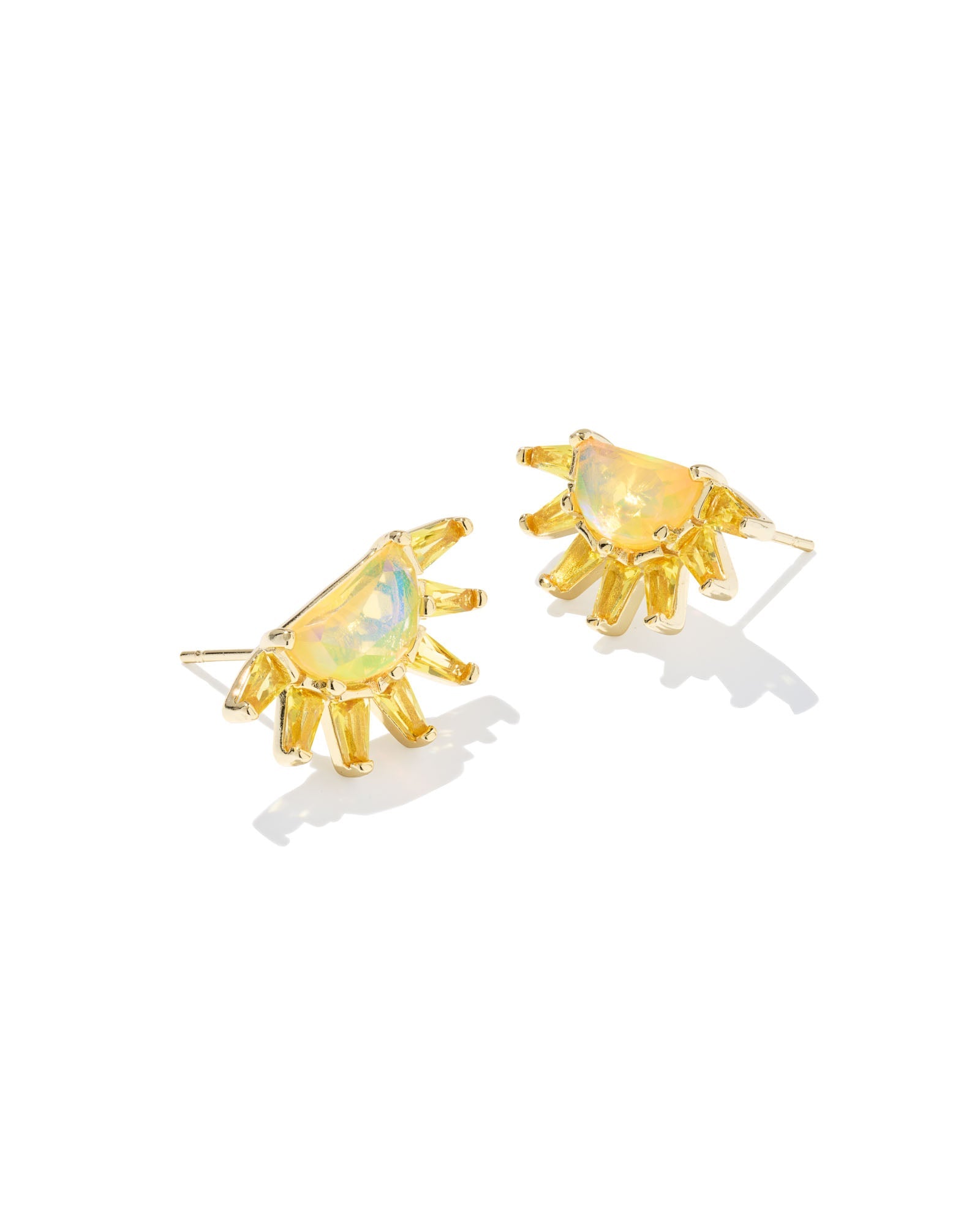 Kendra Scott Samantha Sun Stud Earrings – Gold & Yellow Opalescent - Juli's Wearable Art