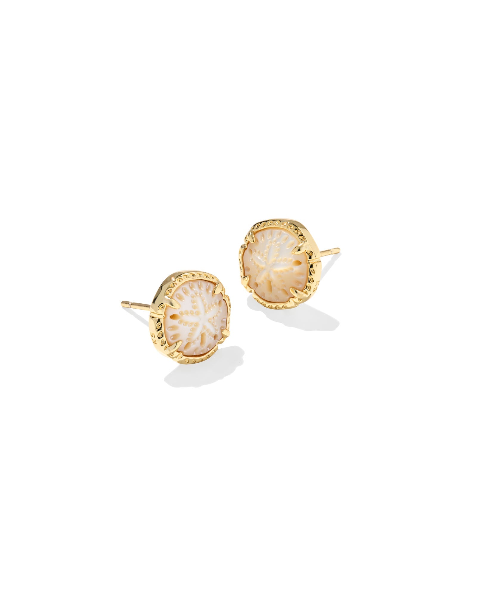 Kendra Scott Sand Dollar Stud Earrings – Gold & Natural Mother of Pearl - Juli's Wearable Art