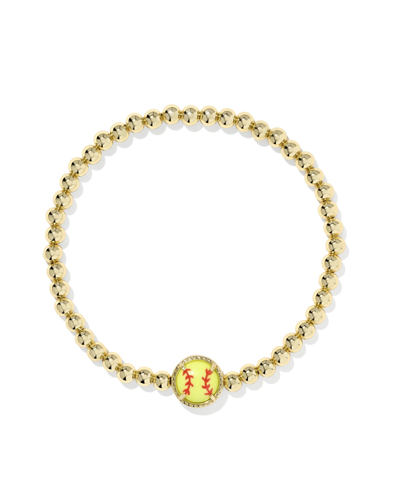 Kendra Scott Softball Stretch Bracelet | Gold | Chartreuse - Juli's Wearable Art
