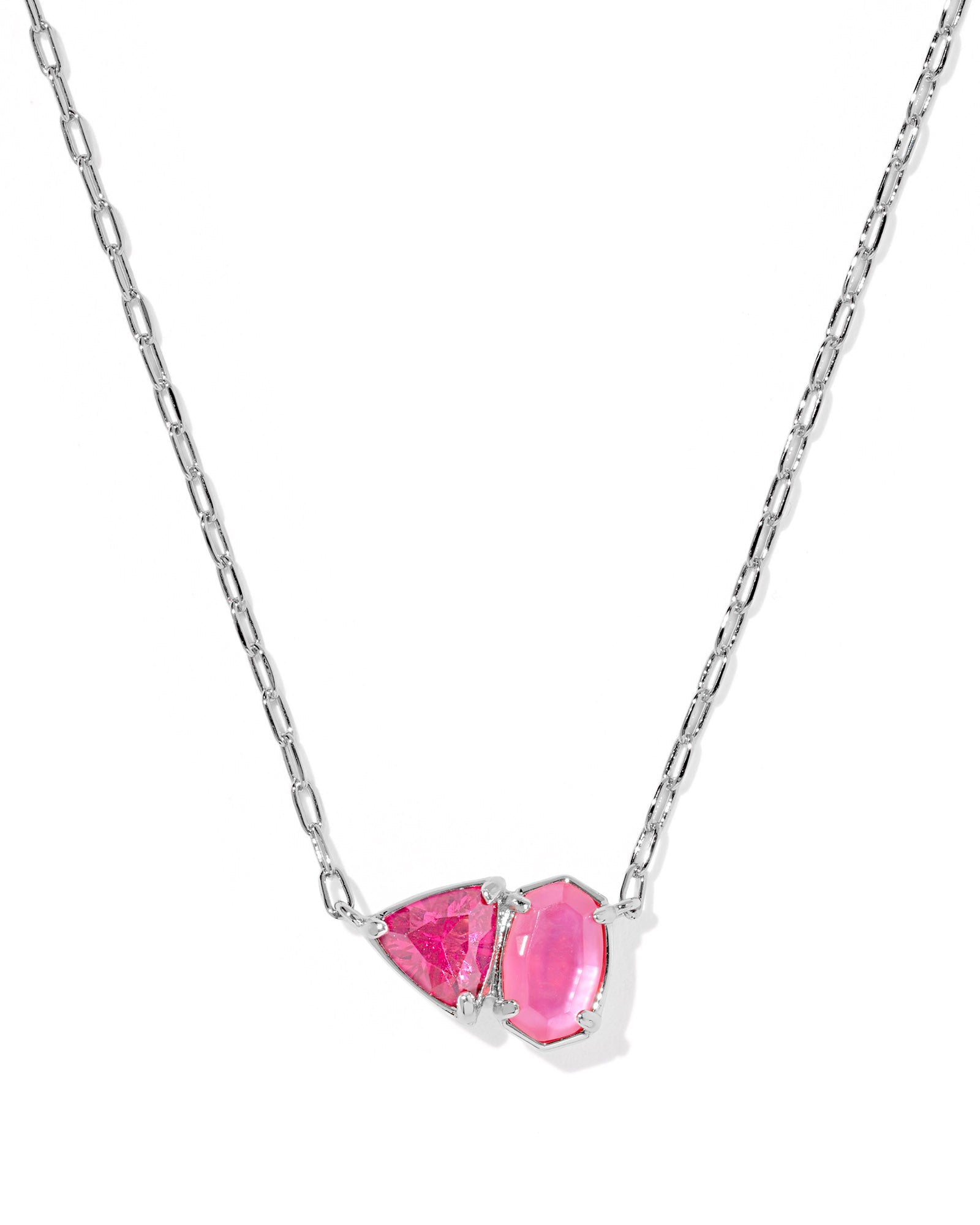 Kendra Scott Tatum Short Pendant Necklace | Silver| Azalea Pink Mix - Juli's Wearable Art