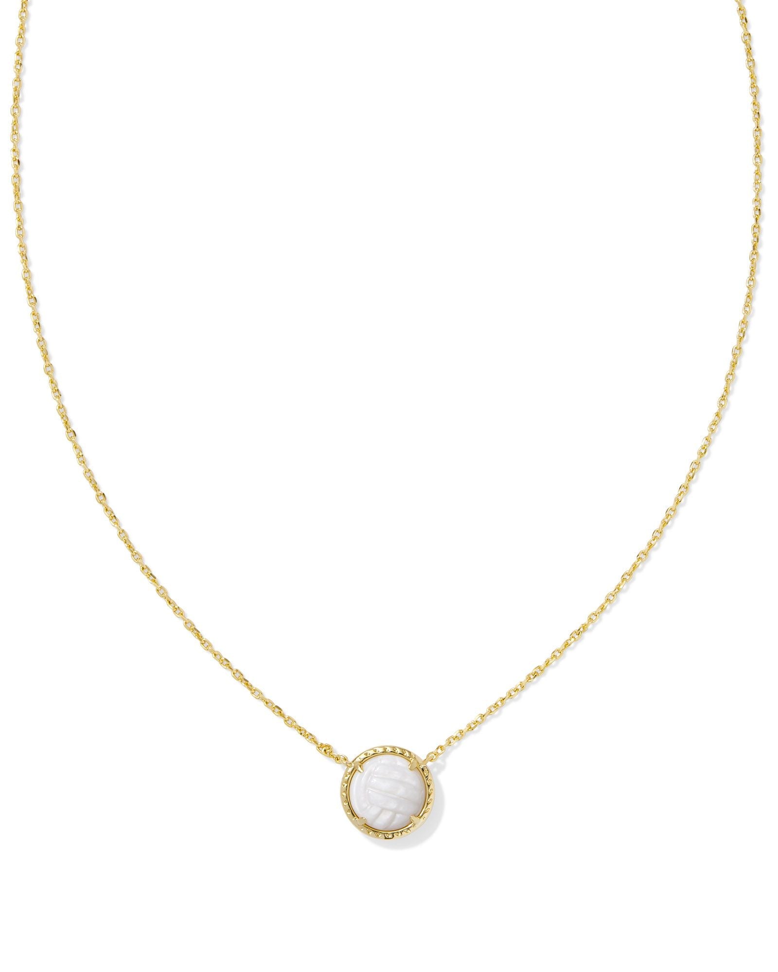 KENDRA SCOTT VOLLEYBALL SHORT PENDANT NECKLACES - WHITE MOTHER OF PEARL - Juli's Wearable Art