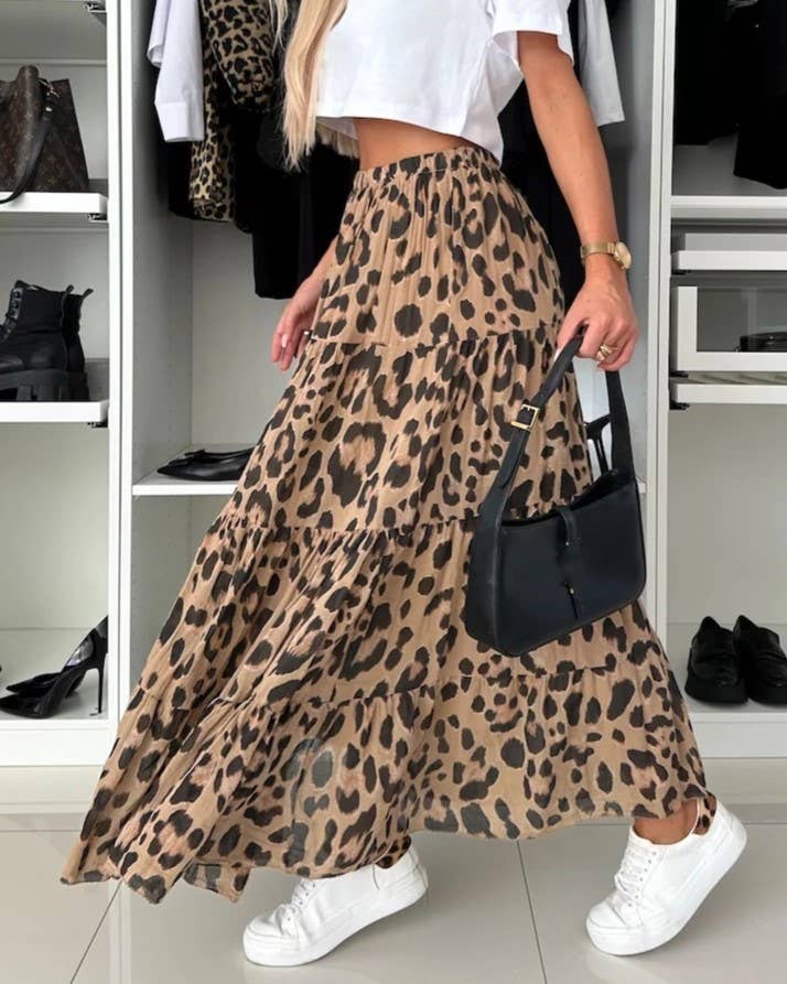 Leopard Print Large Swing Skirt - Juli's Wearable Art