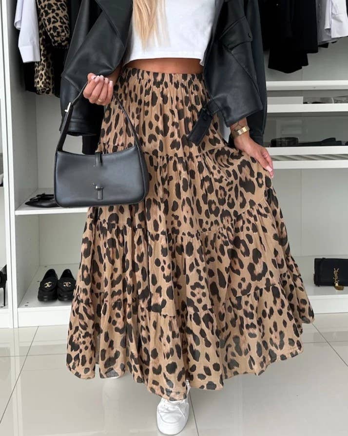 Leopard Print Large Swing Skirt - Juli's Wearable Art