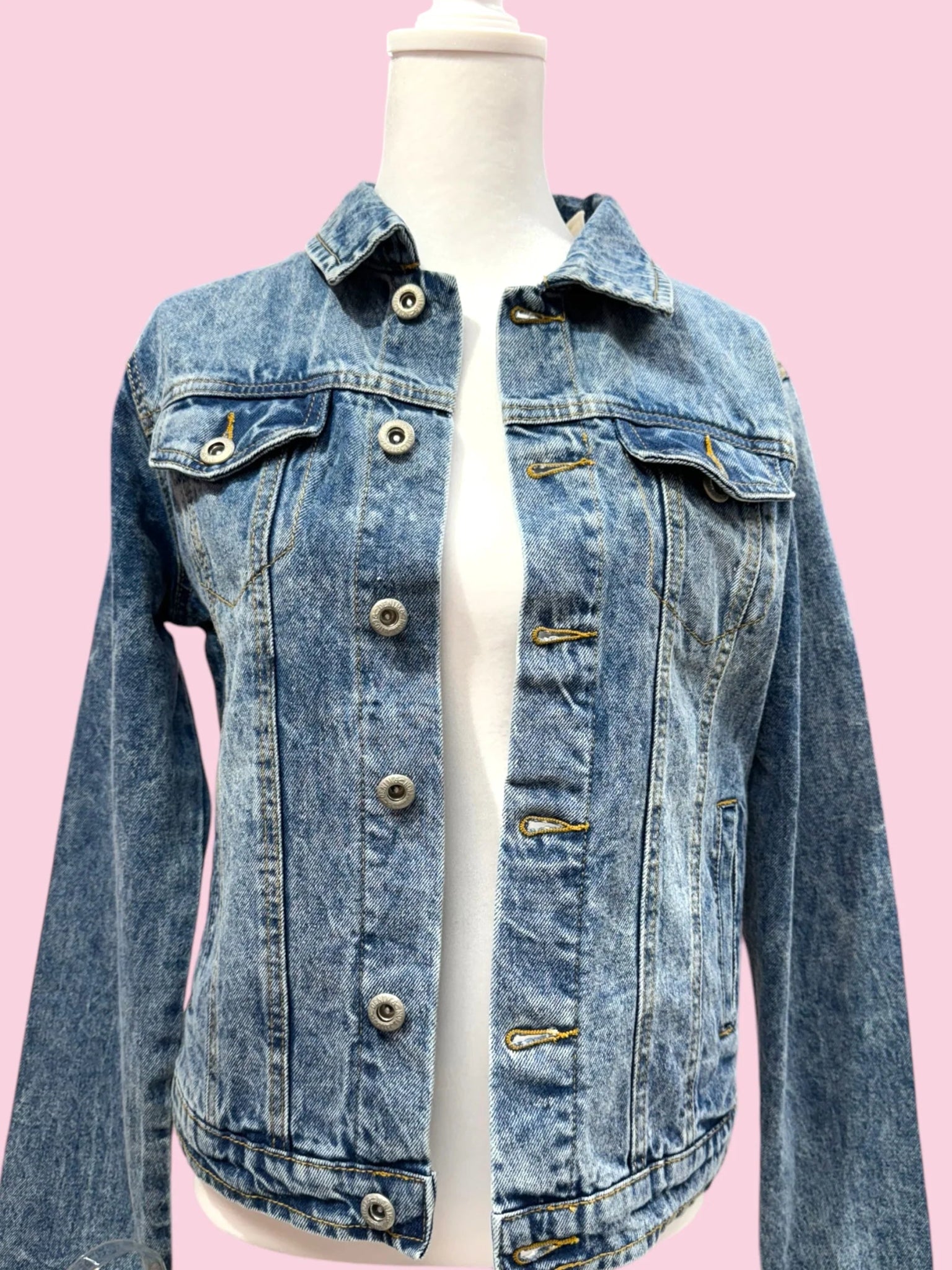 Light Denim Pink Tiger Jacket - Juli's Wearable Art
