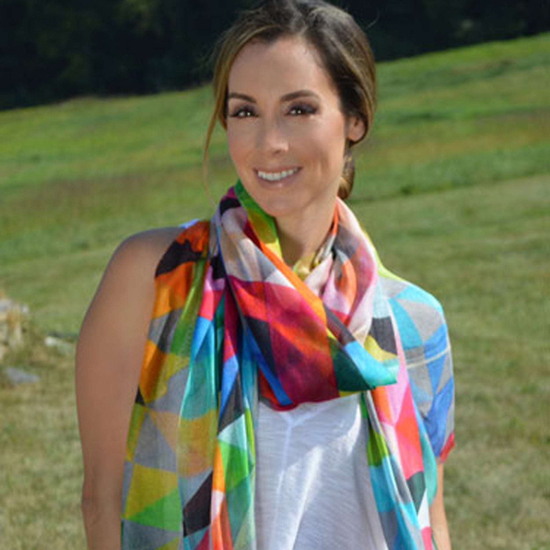 Matrix Colorful Geometric Print Scarf - Juli's Wearable Art