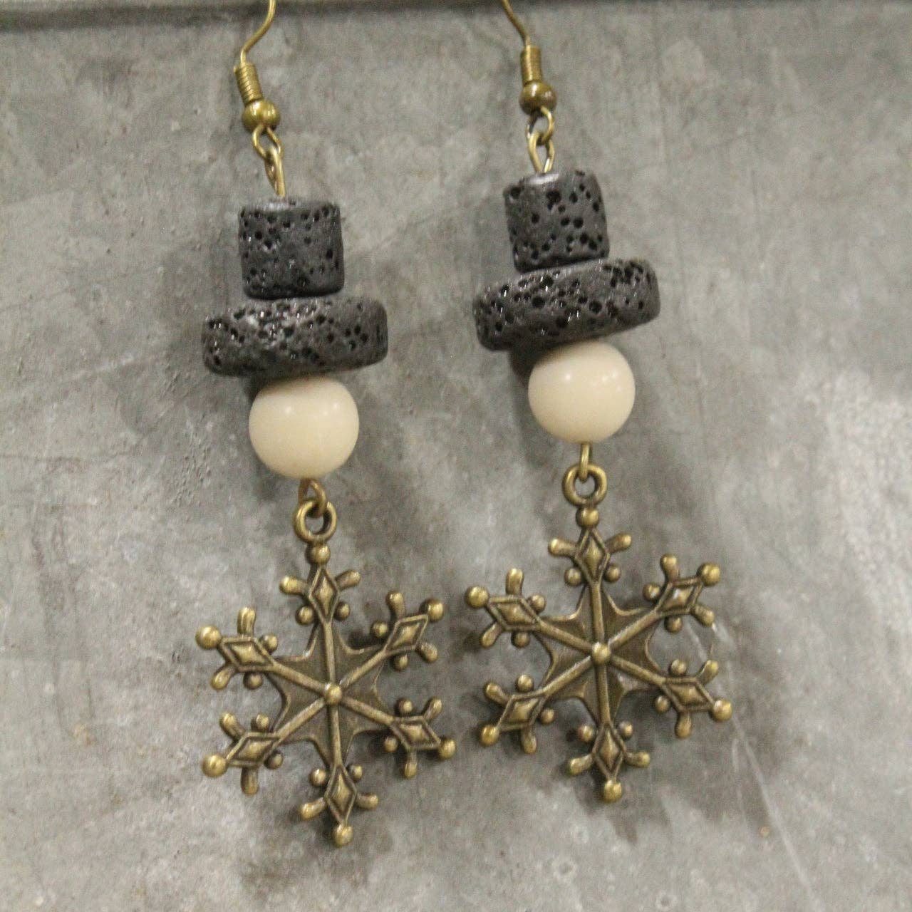 Meet Mr. Chilly Snowflake Dangle Drop Earrings - Juli's Wearable Art
