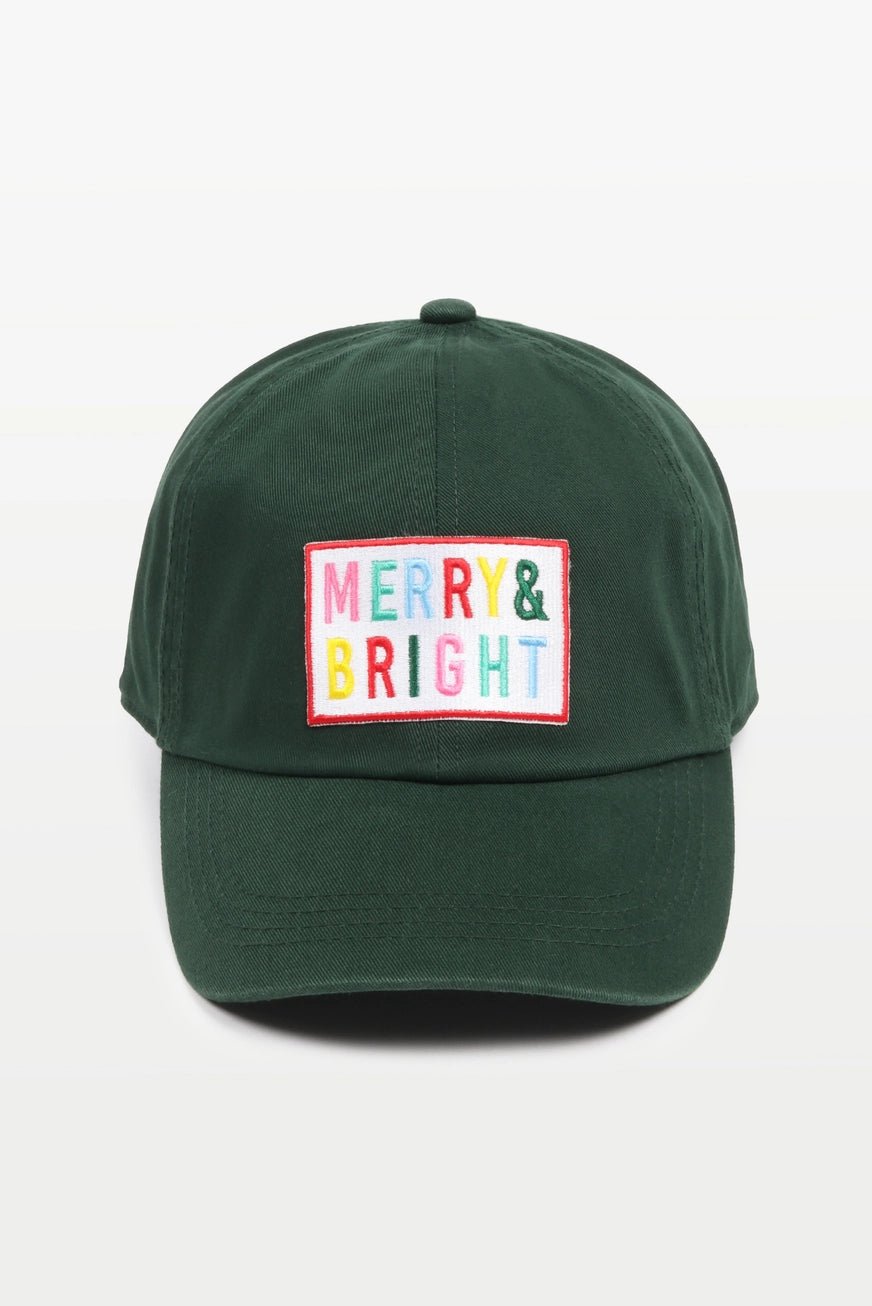 Merry & Bright Embroidered Patch Christmas Baseball Cap - Juli's Wearable Art