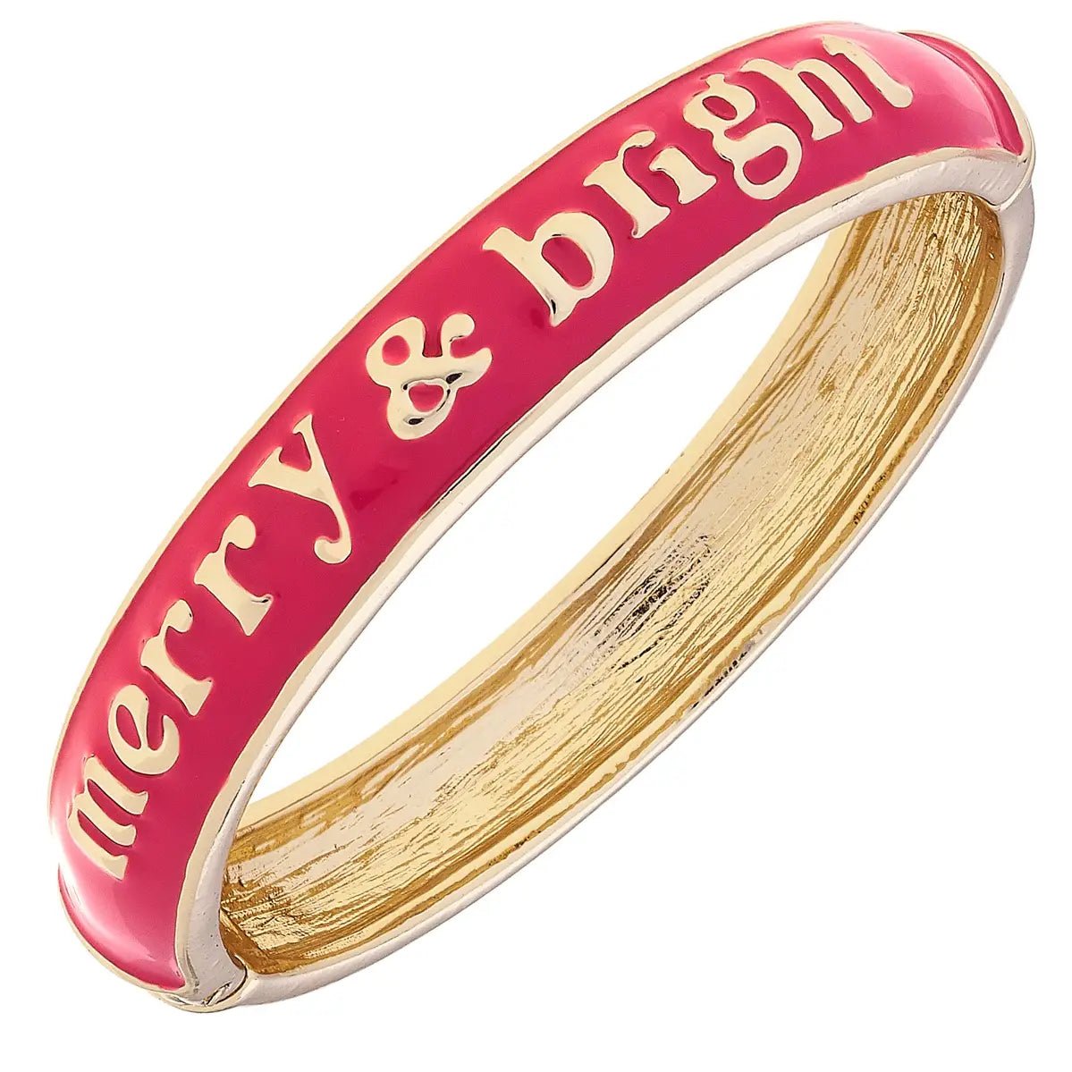 Merry & Bright Sculpted Enamel Hinge Bangle – Fuchsia - Juli's Wearable Art
