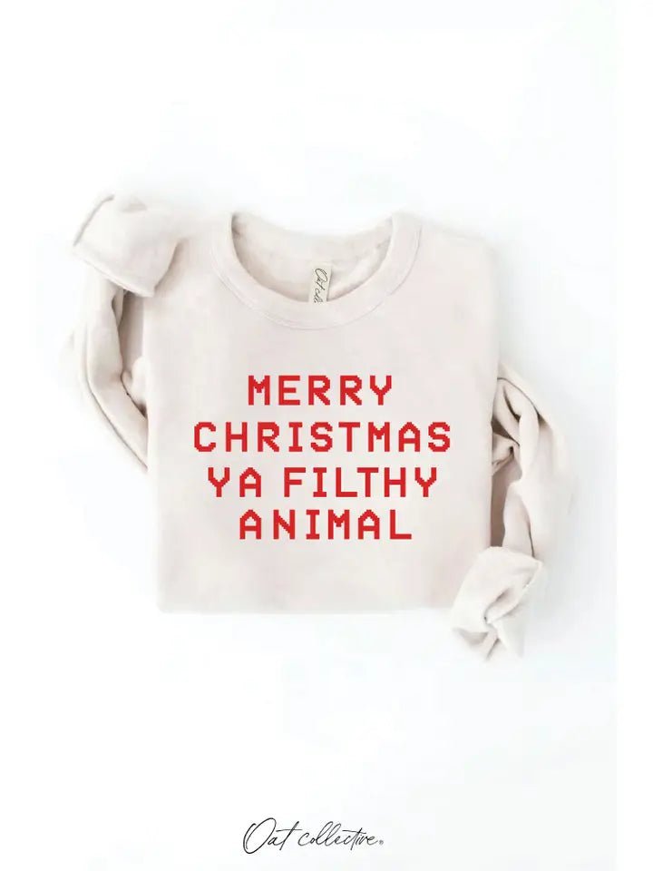Merry Christmas Ya Filthy Animal Graphic Sweatshirt - Juli's Wearable Art