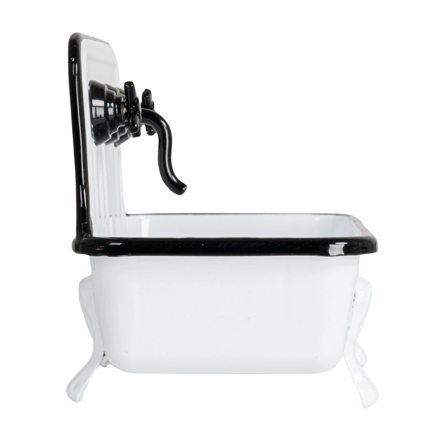 Metal Sink Soap Dish w/ Faucet, White & Black - Juli's Wearable Art