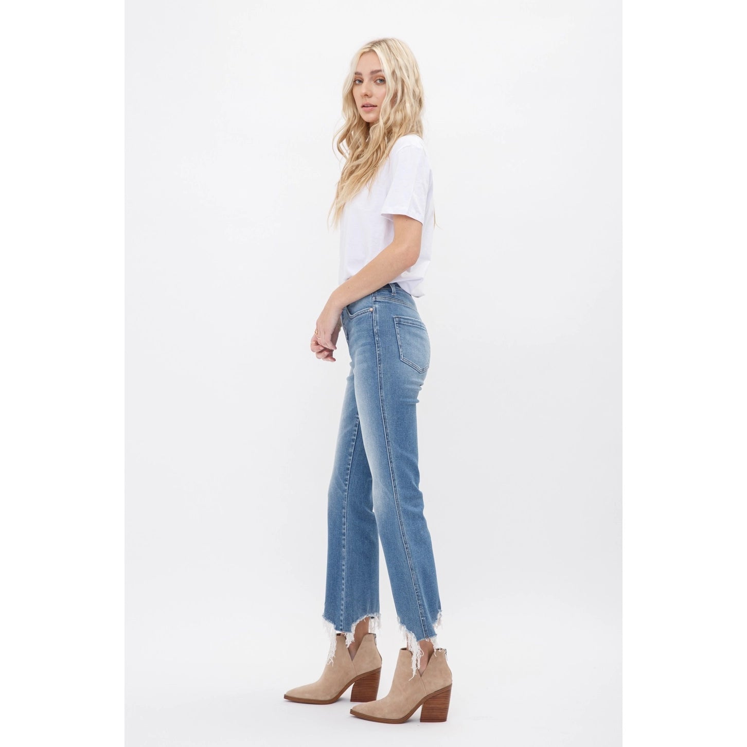 MICA High Rise Crop Flare with Uneven Hem | Moscato - Juli's Wearable Art