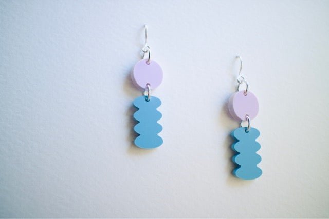 Modern Circle - and - Drop Earrings | Blue & Purple - Juli's Wearable Art