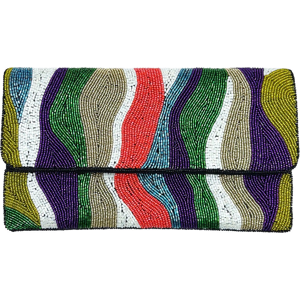 Multi Color Vertical Waves Clutch - Juli's Wearable Art