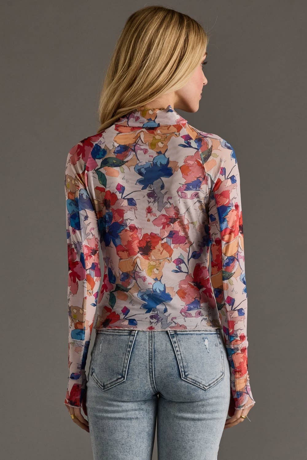 Multicolored Abstract Floral Mesh Top - Juli's Wearable Art