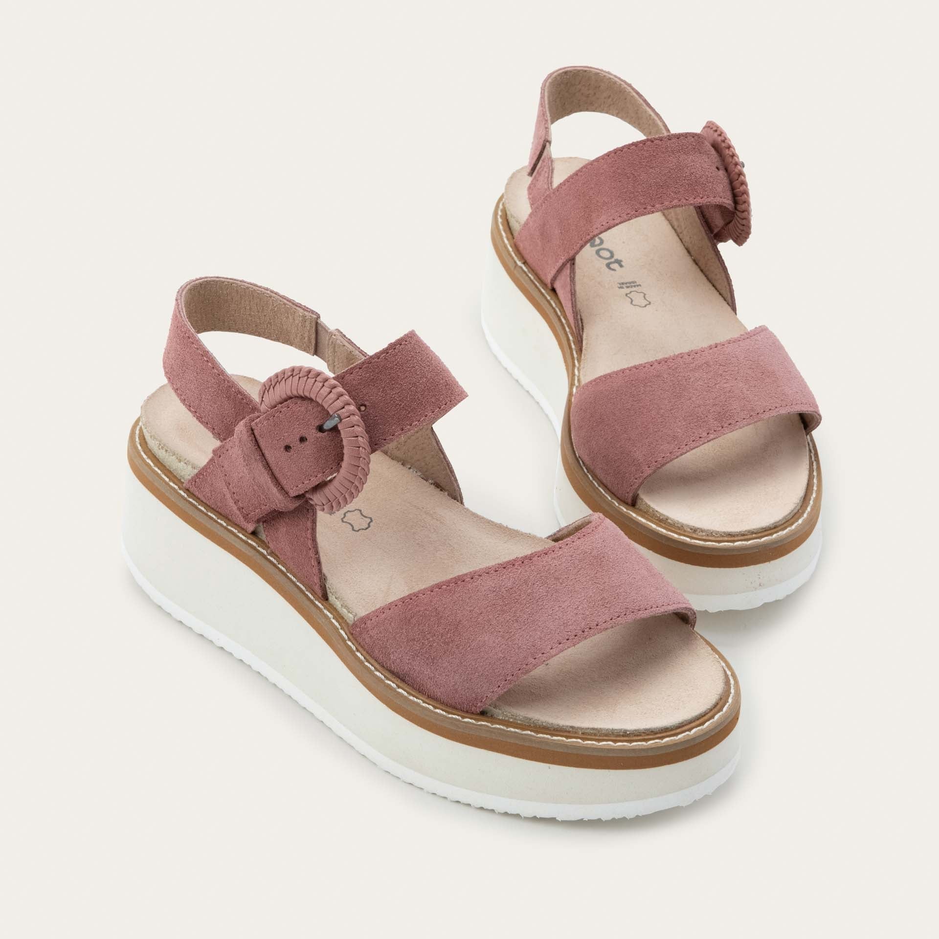 NAOT Crepe Sandal - Rose Pink Suede w/ Off White Sole - Juli's Wearable Art