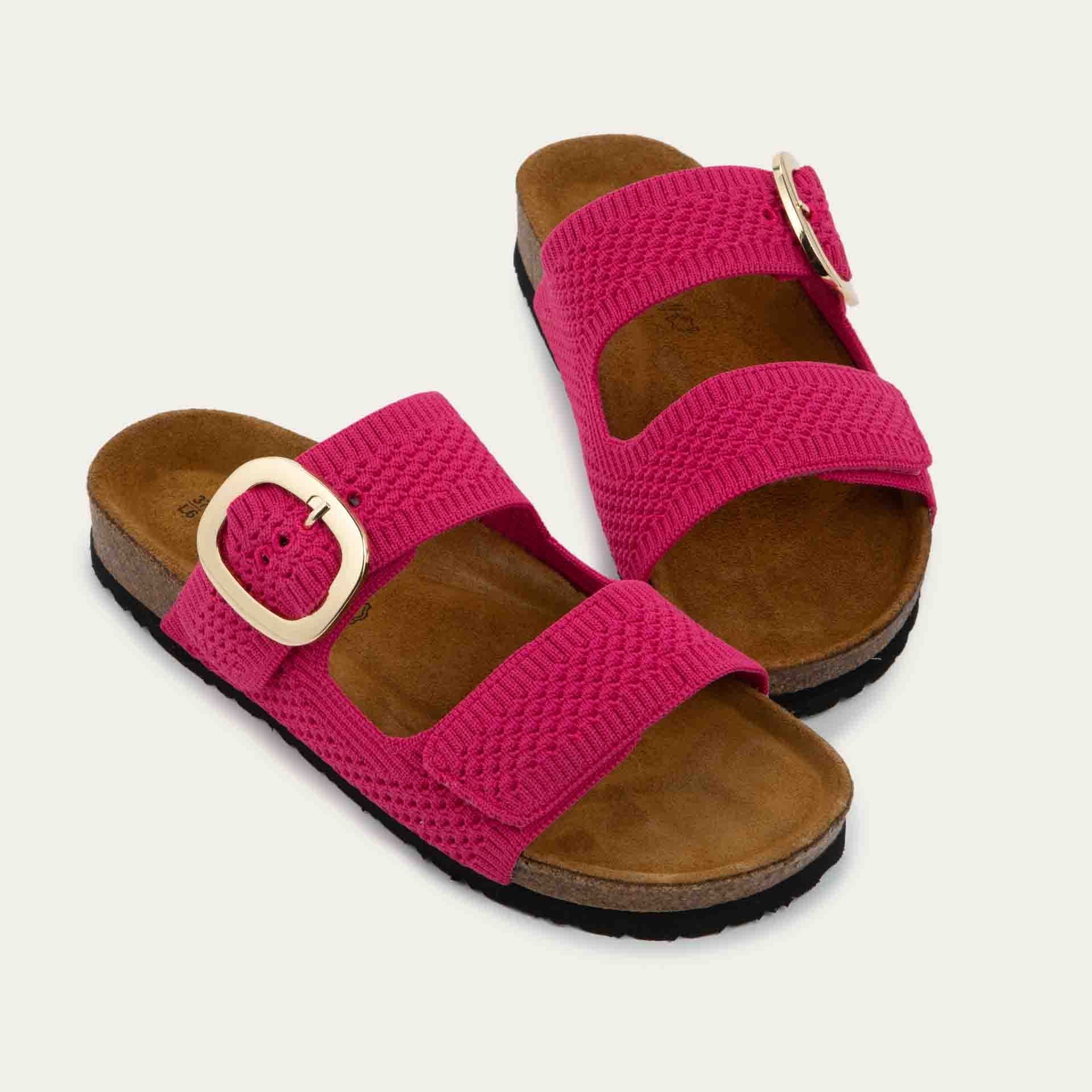 NAOT Miami Sandals | Fuchsia Pink Knit Fabric - Juli's Wearable Art
