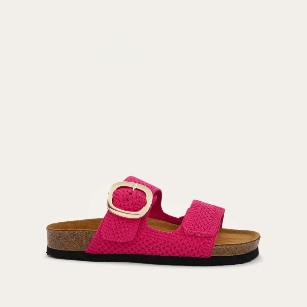NAOT Miami Sandals | Fuchsia Pink Knit Fabric - Juli's Wearable Art