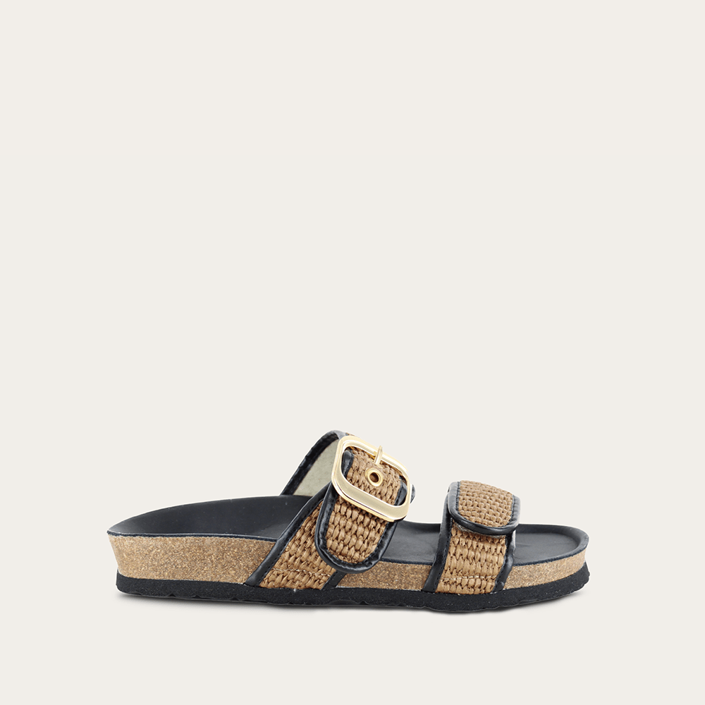 NAOT Nashville Sandals | Soft Black Leather & Raffia - Juli's Wearable Art
