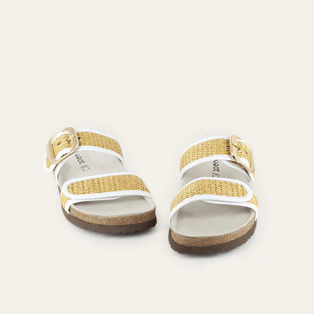 NAOT Nashville Sandals | Soft White Leather & Raffia - Juli's Wearable Art