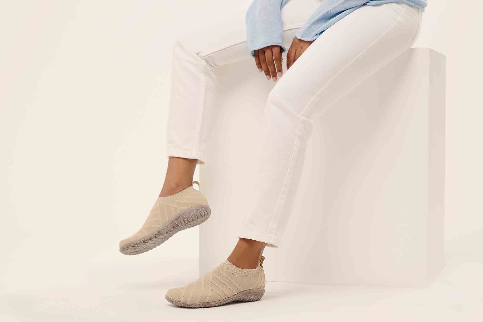 NAOT Okahu - Taupe with Gold Knit - Juli's Wearable Art