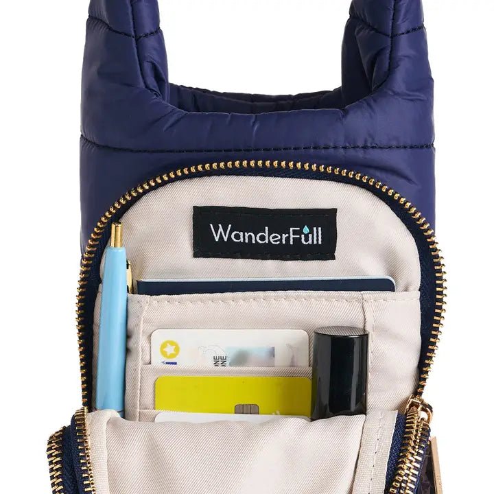 Navy Blue Matte Hydrobag™ with Navy/Gold Strap - Juli's Wearable Art